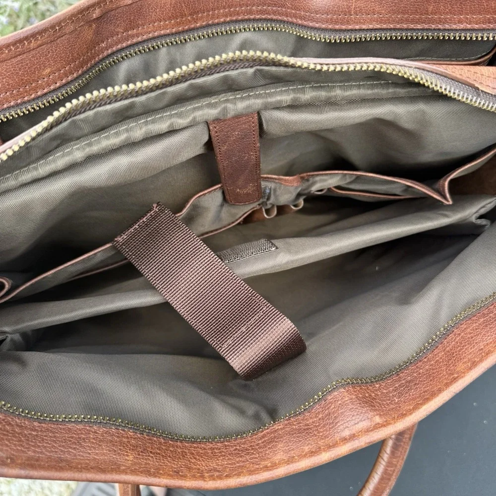 Vtg 2006 Orvis Leather Briefcase with Tag Brown Messenger Bag Computer Traveler